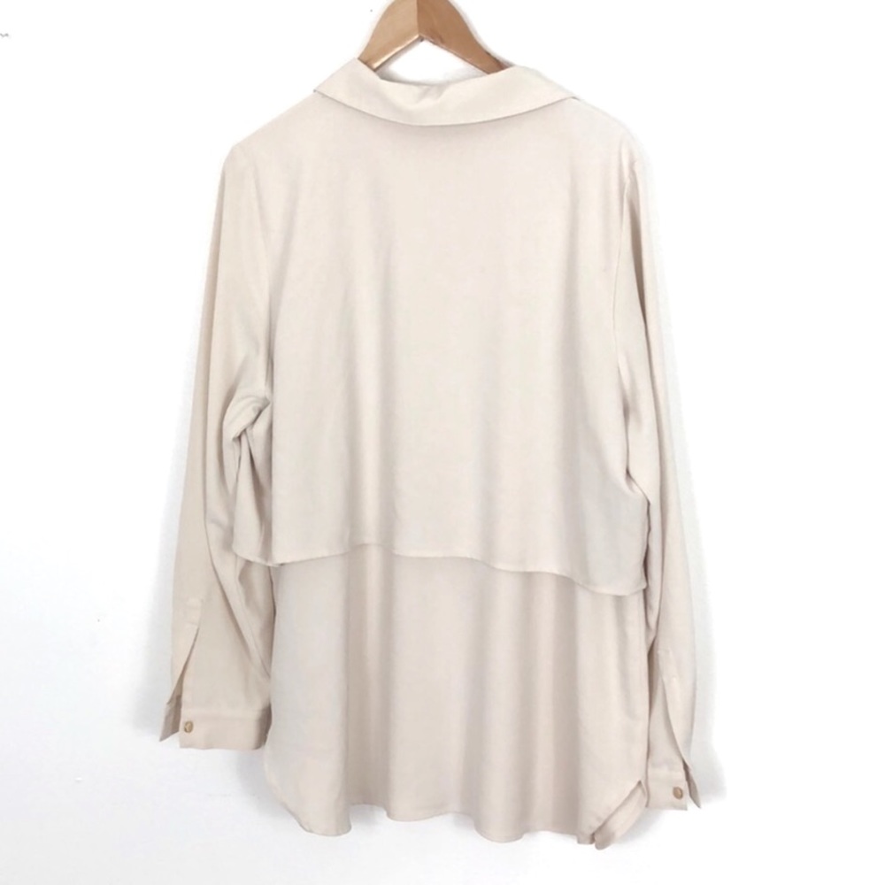 Susan Graver cream button up blouse size 16 - Picture 3 of 4
